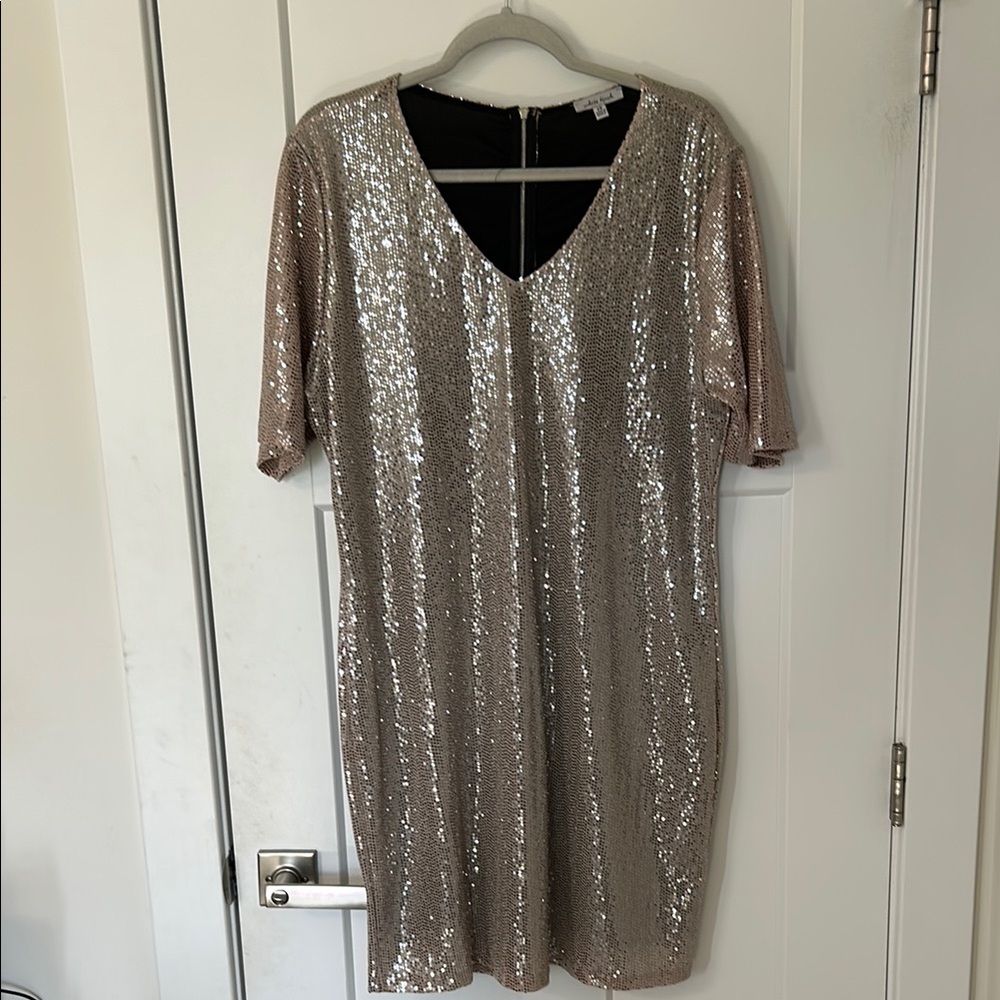 White Birch Gold Sequin Embellished Mini Dress